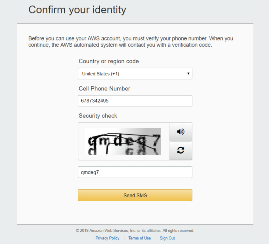 AWS Console Signup 1