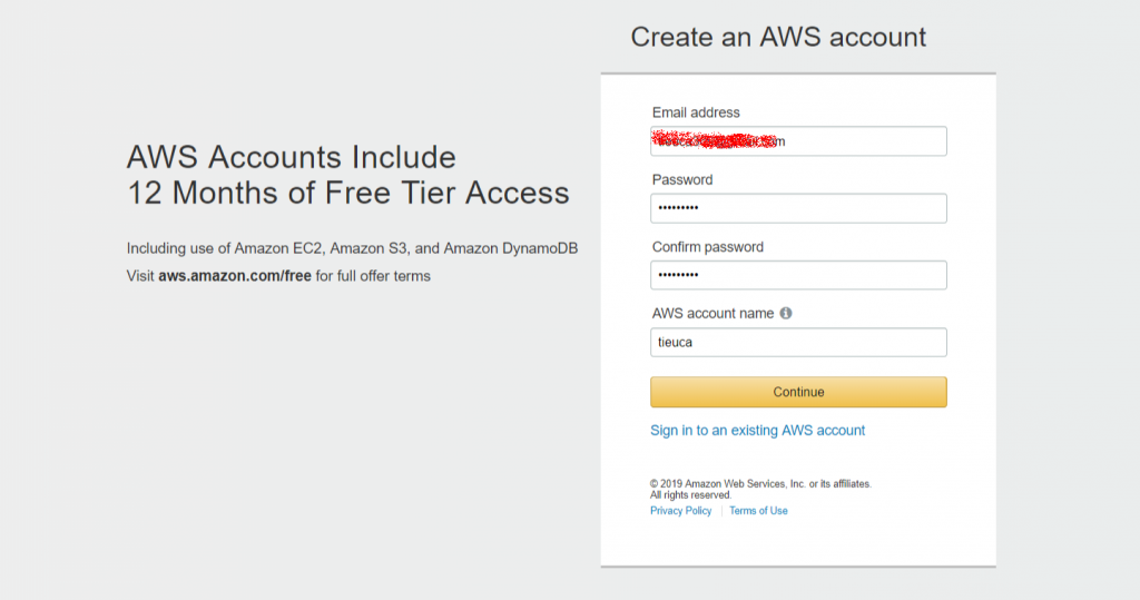 AWS Console Signup