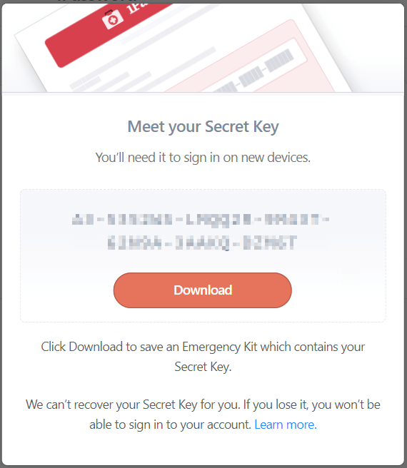Secret key - 1Password