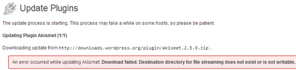 Destination directory for file streaming does not exist or is not writable