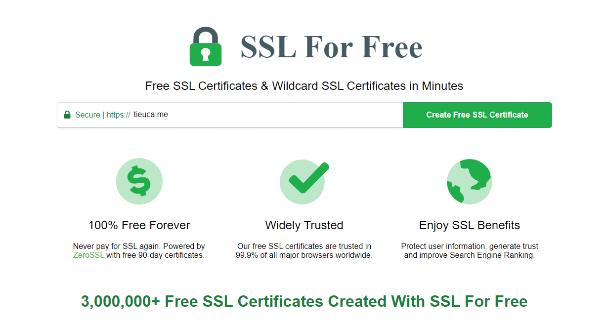 SSL Certificate miễn phí từ SSL For Free (sslforfree.com)