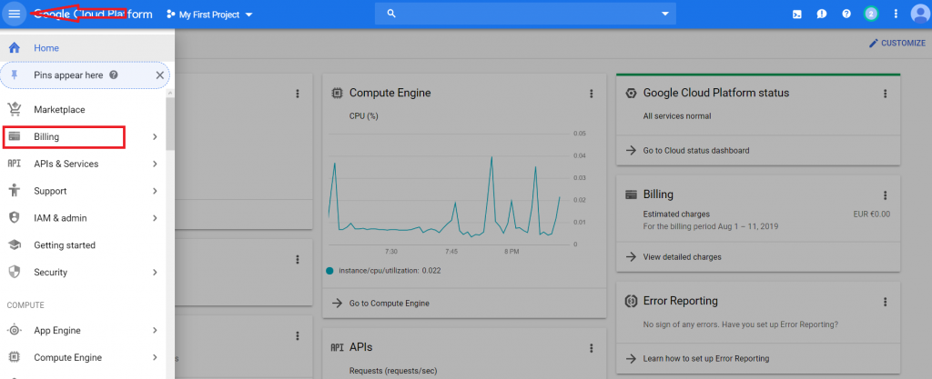 Google Cloud Home Billing