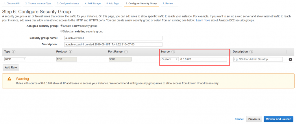 Launch instance wizard EC2 Management Console 2