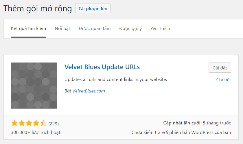 Cập nhật URL khi thay đổi tên miền trong WordPress 5 ADD Velvet Blues Update URLs