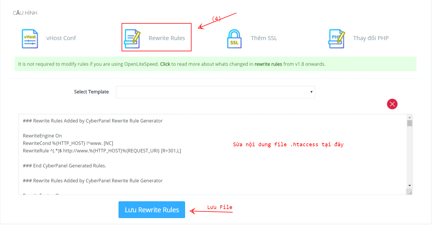 Rewrite Rules CyberPanel