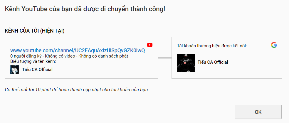 di chuyen kenh youtube thanh cong
