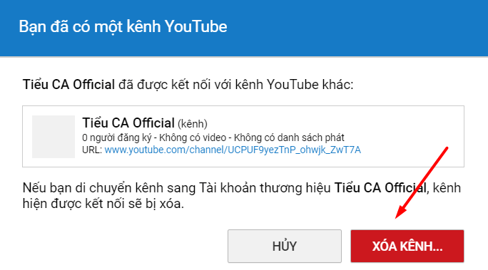 Xoá kênh Youtube