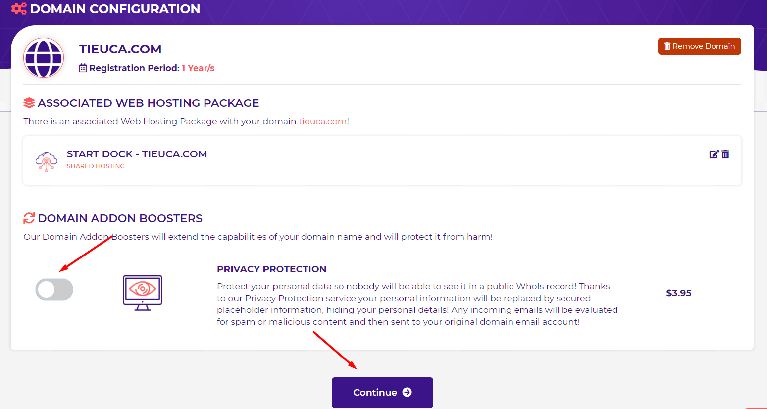 hostarmada domain configuration