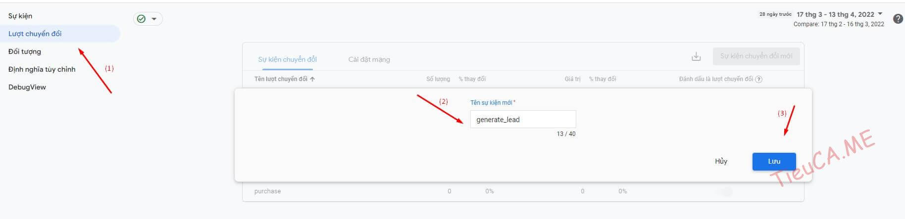 dinh cau hinh chuyen doi trong google analytics 4